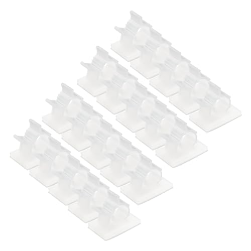 QUARKZMAN 50 Stück Kabelclips, 8-10 mm Durchmesser Selbstklebende Nylon Kabelhalter, Verstellbare Kabelmanagement-Organizer-Klemme für PC Schreibtisch Büro, Transparent von QUARKZMAN