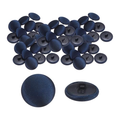 QUARKZMAN 50 Stück Satin Knöpfe 0,8" (20mm) Glatt Satin Überzogene Runde Smoking Knöpfe mit Schlaufe Stoffknöpfe für Brautkleid Bluse Anzüge DIY, Marineblau von QUARKZMAN