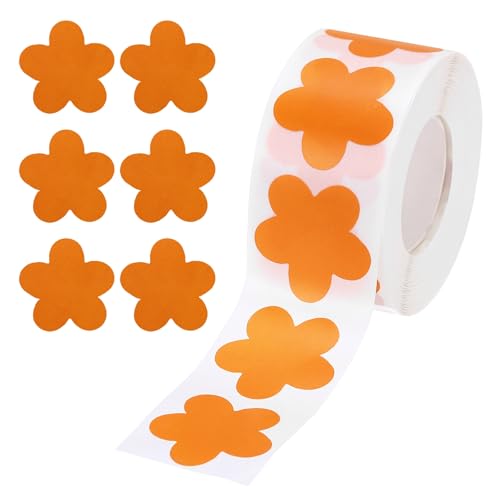 QUARKZMAN 500 Etiketten Orange Daisy Aufkleber 1 Zoll Daisy-förmige Aufkleber Etiketten Selbstklebende Niedliche Aufkleber für Umschlag Valentinstag Scrapbook Auszeichnungstafeln von QUARKZMAN