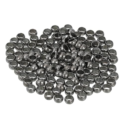 QUARKZMAN 500 Stück Runde Quetschperlen, 3mm Metallabstandhalter lose Perlen Metallklemmen Enden winzige Stopper Perle für Armband Schmuckherstellung Handwerk DIY, Metallic Schwarz von QUARKZMAN