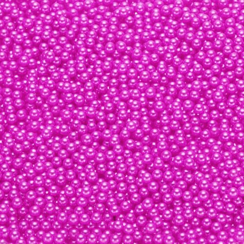 QUARKZMAN 5000 Stück Faux Perlen zum Basteln, 4mm Ohne Loch ABS Runde Perlen für Vasenfüller Schmuckherstellung Vasenfüller Kosmetikboxen DIY-Teile Tischstreuung Wohnkultur, Hot Pink von QUARKZMAN