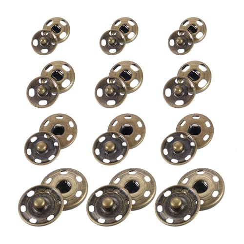 QUARKZMAN 55 Sets Näh-Snap-Knöpfe, 4 Größen Druckknöpfe Metall-Snap-Verschlüsse für Kleidung DIY Handwerk, Bronze von QUARKZMAN