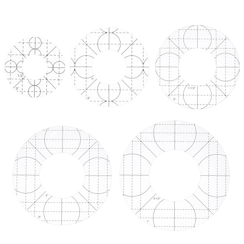 QUARKZMAN 5Stk Acryl Quiltschablone Nähen Kreise Schablone Nähen Gerät Lineal Runde Stoff Schnitt Lineale Basteln Nähwerkzeug von QUARKZMAN