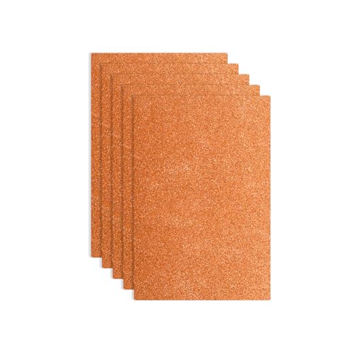 QUARKZMAN 5er Pack Orange Glitzer Schaumstoffplatten, 8 x 12 Zoll Glitzer EVA Schaumstoffplatten Dünner Schaumstoffpapier für Basteln, DIY Projekt, Unterricht, Scrapbooking (1,5 mm dick) von QUARKZMAN