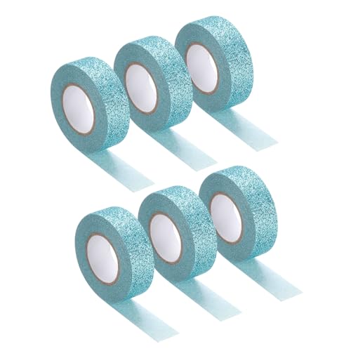 QUARKZMAN 6 Stück 0,6 Zoll x 5,5 Yards Glitzer Washi Tape Seeblau Bastelband Glitzer Klebeband Dekoratives Band Selbstklebend für Festivaldekoration Scrapbooking, Planer, DIY von QUARKZMAN