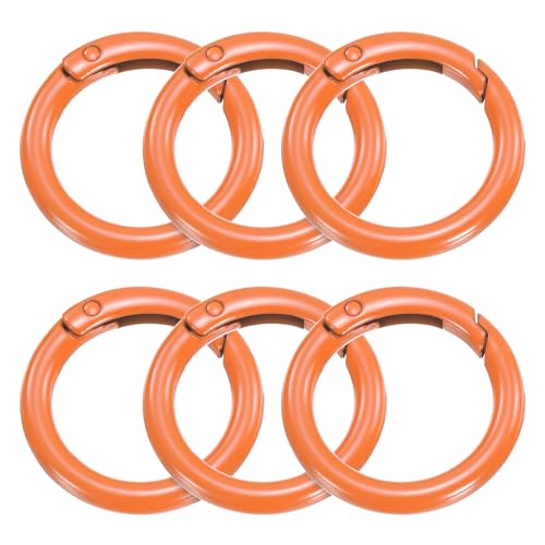 QUARKZMAN 6 Stück Metallfederringe 1" Trigger Spring Schlüsselringe Schnalle Runde Snap Clip für DIY Schlüsselanhänger Tasche Geldbörse Handtasche, Orange von QUARKZMAN