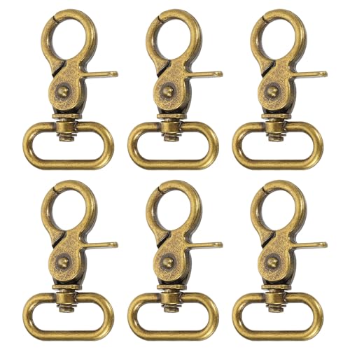 QUARKZMAN 6 Stück Schwenk Schnapphaken, 25mm(1") Trigger Snap aus Zinklegierung Metall Karabinerhaken Schlüsselanhänger Clips für Gurte Taschen Gürtel Lederhandwerk, Bronze von QUARKZMAN