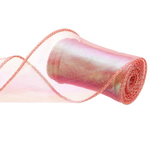 QUARKZMAN Schleifenband schimmernd durchscheinend 60 mm x 3 m schillerndes Organzaband glitzernde Chiffon-Bänder Chamäleon Regenbogenfarbe für Dekoration Geschenkverpackungen, Rot von QUARKZMAN