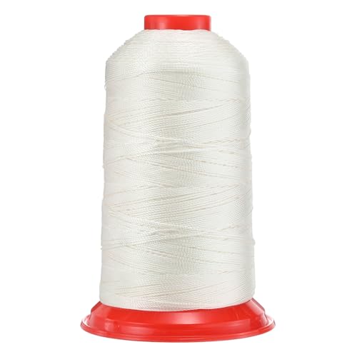 QUARKZMAN 700 Yards Verbundenes Nylon-Nähgarn Größe 840D/3 Nähen-Schweres Duty Nylon-Polsternähgarn Outdoor-Garn für Leder Jeans und Weben Handwerk Maschine DIY Original Weiß von QUARKZMAN