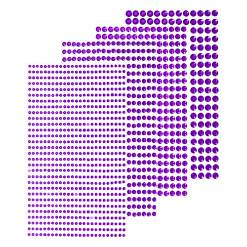 QUARKZMAN 7168 Stück 16 Blätter Strasssticker 3/4/5/6 mm Selbstklebende Strasssteine Glitzersticker für DIY-Dekoration Basteln, Dunkellila von QUARKZMAN