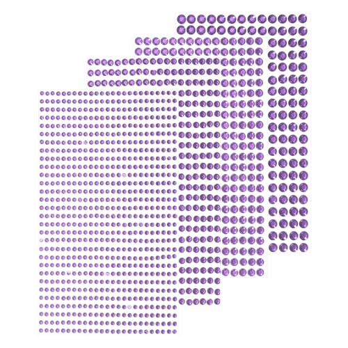 QUARKZMAN 7168 Stück 16 Blätter Strasssticker 3/4/5/6 mm Selbstklebende Strasssteine Glitzersticker für DIY-Dekoration Basteln, Hellviolett von QUARKZMAN