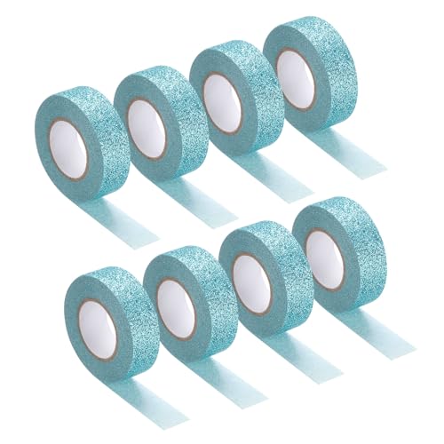 QUARKZMAN 8 Stück 0,6 Zoll x 5,5 Yards Glitzer Washi Tape Seeblau Bastelband Glitzer Klebeband Dekoratives Band Selbstklebend für Festivaldekoration Scrapbooking, Planer, DIY von QUARKZMAN