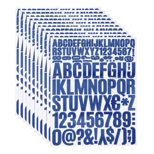 QUARKZMAN 810 Stück Vinyl Buchstaben Aufkleber, 10 Blätter 1,5 Zoll Blaue Selbstklebende Niedliche Alphabet-Zahlen-Aufkleber für DIY Kunsthandwerk, Geschenkkarten, Notizbuch Aufkleber von QUARKZMAN