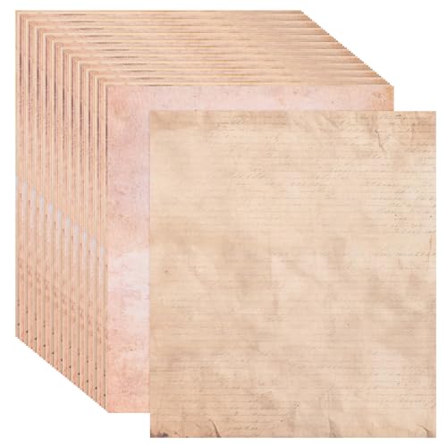 QUARKZMAN 96 Blätter Vintage-Papier, Pergamentpapier Standard-Druckerpapier beidseitiges altes Papier 11 x 8 Zoll Weichbraun für Scrapbooking, Geschenkverpackung, Zertifikate von QUARKZMAN