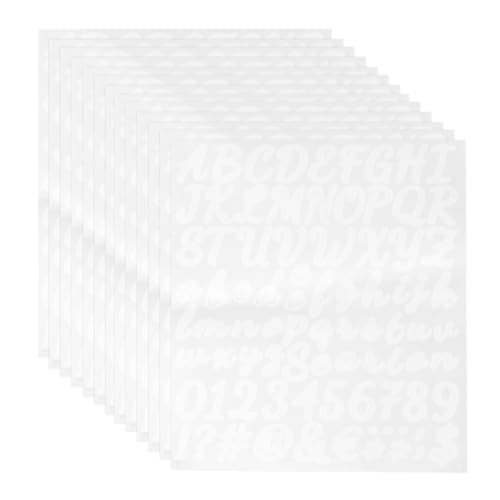 QUARKZMAN 984 Stück Vinyl-Buchstaben-Aufkleber, 12 Blätter 1 Zoll Weiße Selbstklebende Niedliche Alphabet-Zahlen-Aufkleber für DIY-Kunsthandwerk, Geschenkkarten, Notizbuch-Aufkleber von QUARKZMAN