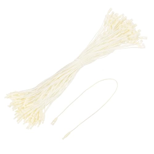 QUARKZMAN Baumwoll-Hangtag-Schnappverschluss-Pins Loop-Preisschild-Befestiger-Plastiketikettenbänder Beige 7,8 Zoll Packung mit 100 von QUARKZMAN