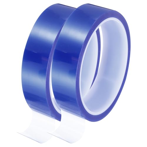 QUARKZMAN Blaue Hitzeklebeband, 2 Rollen 25mmx33m 108ft Hochtemperaturbeständiges Klebeband für Sublimation, Hitzepressung von Vinyl, Wärmeübertragung, Leiterplatte, Kein Rückstand von QUARKZMAN