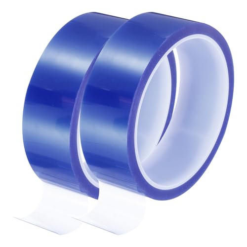 QUARKZMAN Blaue Hitzeklebeband, 2 Rollen 30mmx33m 108ft Hochtemperaturbeständiges Klebeband für Sublimation, Hitzepressen, Wärmeübertragung, Leiterplatte, Kein Rückstand von QUARKZMAN