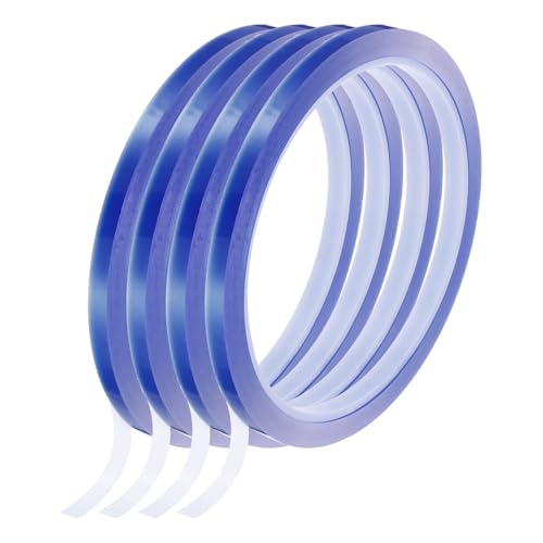 QUARKZMAN Blaue Hitzeklebeband, 4 Rollen 5mmx33m 108ft Hochtemperaturbeständiges Klebeband für Sublimation, Hitzepressen, Wärmeübertragung, Leiterplatte, Kein Rückstand von QUARKZMAN