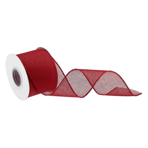 QUARKZMAN Burlap Ribbon Fabric Wired Edge Ribbons Red 2-1/2 Inch x 10 Yard Wired Ribbon for Gift Wrapping, Bow, Wreath, Christmas Tree, Flower Bouquet,With Roller von QUARKZMAN