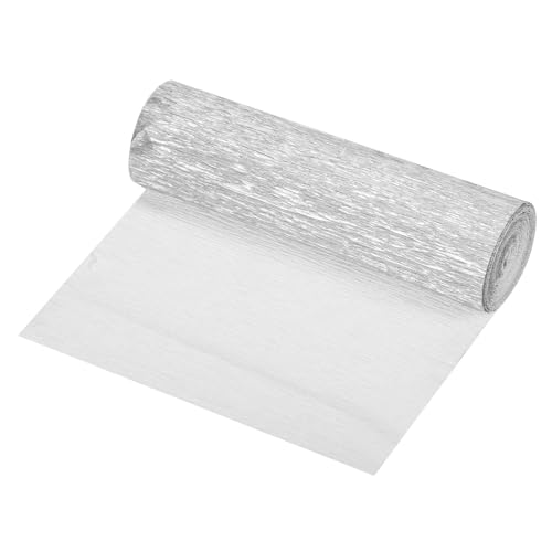 QUARKZMAN Crepe Papier Rollen Crepe Papier Dekoration 8,3ft Lang 5,9 Zoll Breit für Hochzeitszeremonie Verschiedene Festivals Dekoration, Silber von QUARKZMAN