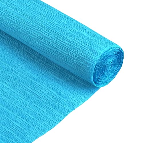 QUARKZMAN Crepe Papier Rollenn 8 ft lang 20 Zoll breit für verschiedene große hängende Party Hintergrund DIY Dekoration, DIY Zubehör, Himmelblau Packung mit 2 von QUARKZMAN