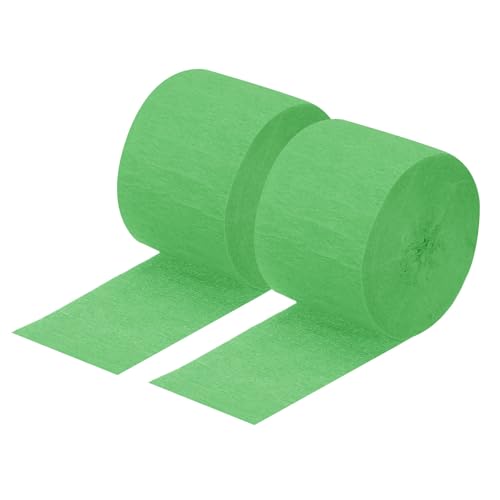 QUARKZMAN Crepe Papier Streamer Crepe Papier Dekoration 82ft Lang 1.8 Zoll Breit für Geburtstagsfeier Hochzeit Erntedankfest Weihnachtsdekorationen DIY, Grasgrün Packung mit 2 von QUARKZMAN