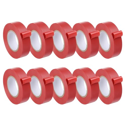 QUARKZMAN Elektrikerband, 3/4" x 66 ft Wasserdichtes Starkes Klebeband aus Gummi PVC Flammhemmendes Isolierband, Verwendung bei nicht mehr als 600V, Rot, 10 Stück von QUARKZMAN