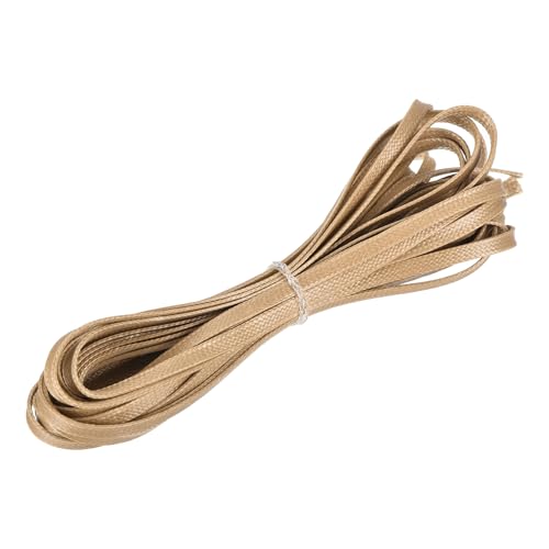 QUARKZMAN Flache gewachste Fäden, 5 Yard 4mm Leder Nähfaden Polyester Gewachstes Schnur für Handnähen Weben Armband Halskette DIY Handwerk, Khaki von QUARKZMAN