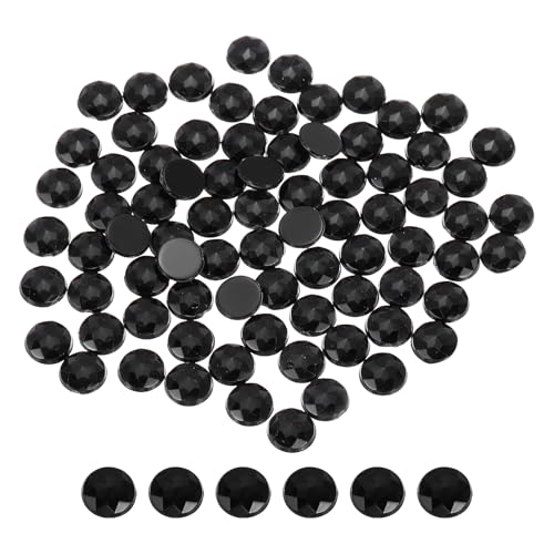 QUARKZMAN Flache runde Acryl-Strasssteine, 8mm SS40 Schwarze Flachrückenkristall-Strasssteine für Bastelarbeiten Kleidung Schuhe DIY Dekoration Geschenke 100 Stück von QUARKZMAN