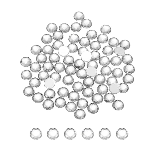 QUARKZMAN Flache runde Acryl-Strasssteine, 8mm SS40 Weiße Flachrückige Kristall-Strasssteine für Basteln Kleidung Schuhe DIY Dekoration Geschenke 100 Stück von QUARKZMAN