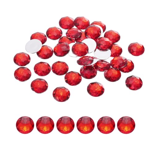 QUARKZMAN Flache runde Acrylstrasssteine, 10 mm rote flache Rückseite Kristallstrasssteine für Basteln, Kleidung, Schuhe, DIY-Dekoration, Geschenke, 100 Stück von QUARKZMAN