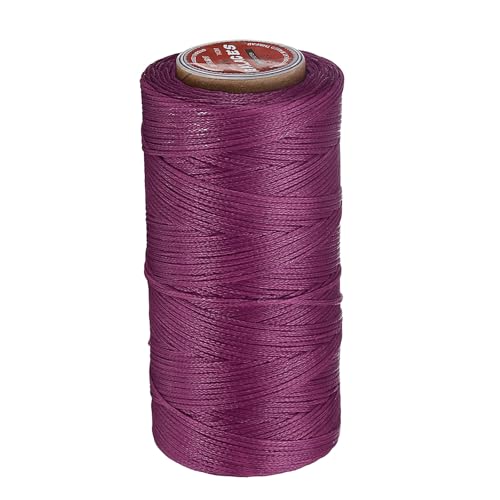 QUARKZMAN Flaches Leder-Nähgewachstes Faden, 140m / 153 Yards Polyester Wachs-Schnur, 300D Wachs-Nähgarn für Lederhandwerk, Buchbinden, geflochtene Armbänder, Fuchsia von QUARKZMAN