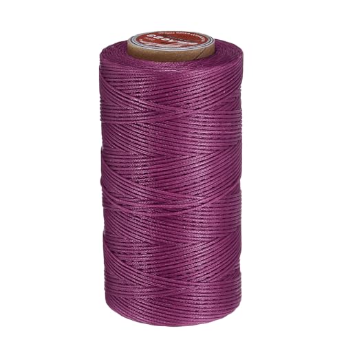 QUARKZMAN Flaches Leder-Nähgewachstes Faden, 200m / 219 Yards Polyester Wachs Schnur, 210D Wachs-Nähgarn für Lederhandwerk, Buchbinden, geflochtene Armbänder, Fuchsia von QUARKZMAN