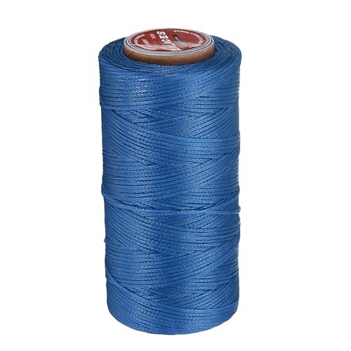 QUARKZMAN Flaches Leder-Nähwachs-Faden, 140m / 153 Yards Polyester Wachs-Schnur, 300D Wachs-Nähgarn für Lederhandwerk, Buchbinden, geflochtene Armbänder, Marineblau von QUARKZMAN