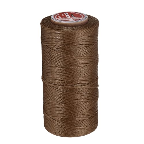 QUARKZMAN Flaches Leder-Nähwachs-Faden, 140m / 153 Yards Polyester Wachsschnur, 300D Wachs-Nähgarn für Lederhandwerk, Buchbinden, geflochtene Armbänder, Braun von QUARKZMAN