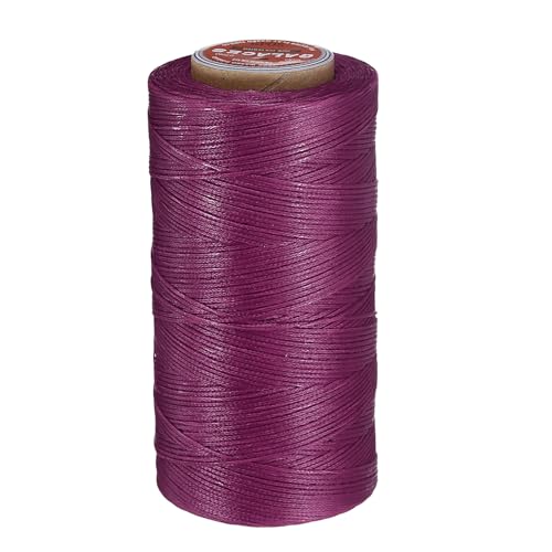 QUARKZMAN Flaches Leder-Nähwachs-Faden, 270m / 295 Yards Polyester Wachs-Schnur, 150D Wachs-Nähgarn für Lederhandwerk, Buchbinden, geflochtene Armbänder, Fuchsia von QUARKZMAN