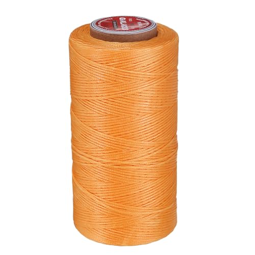 QUARKZMAN Flaches Leder-Nähwachs-Faden, 270m / 295 Yards Polyester Wachs-Schnur, 150D Wachs-Nähgarn für Lederhandwerk, Buchbinden, geflochtene Armbänder, Orange von QUARKZMAN