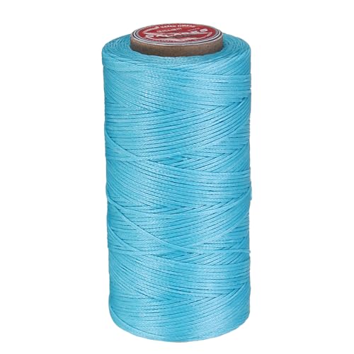 QUARKZMAN Flaches Leder-Nähwachs-Thread, 200m / 219 Yards Polyester-Wachsschnur, 210D Wachs-Nähgarn für Lederhandwerk, Buchbinden, geflochtene Armbänder, Seeblau von QUARKZMAN