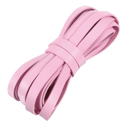 QUARKZMAN Flaches Lederband, 5,5 Yard 10mm Lederstreifen Schnürsenkel für DIY-Bastelarbeiten, Herstellung von Armbändern, Handtaschengurten, Pink von QUARKZMAN