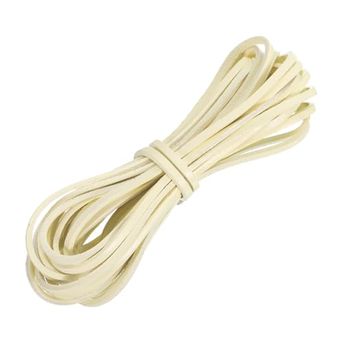 QUARKZMAN Flaches Lederband, 5,5 Yard 3mm Lederstreifen zum Basteln von Armbändern, Geldbörsenriemen, Beige Weiß von QUARKZMAN