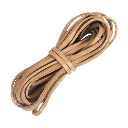 QUARKZMAN Flaches Lederband, 5,5 Yard 4mm Lederstreifen Schnürsenkel für DIY Handwerk Herstellung von Armbändern, Geldbörsenriemen, Khaki von QUARKZMAN