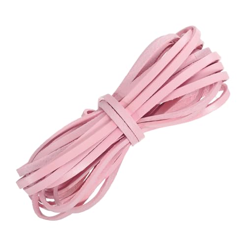 QUARKZMAN Flaches Lederband, 5,5 Yard 4mm Lederstreifen zum Basteln von Armbändern, Geldbörsenriemen, Pink von QUARKZMAN