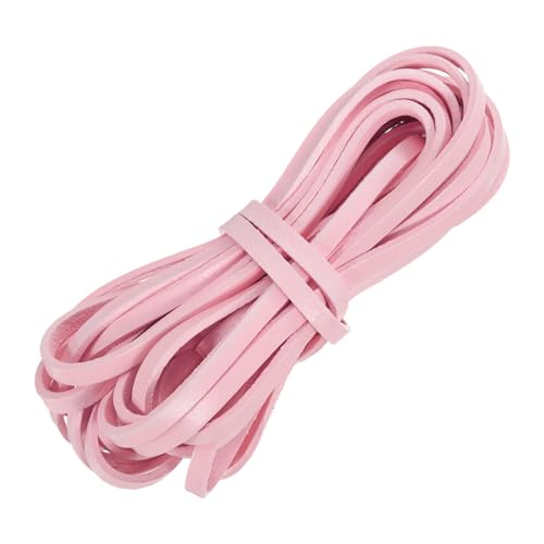 QUARKZMAN Flaches Lederband, 5,5 Yard 5mm Lederstreifen zum Basteln von Armbändern, Geldbörsenriemen, Pink von QUARKZMAN