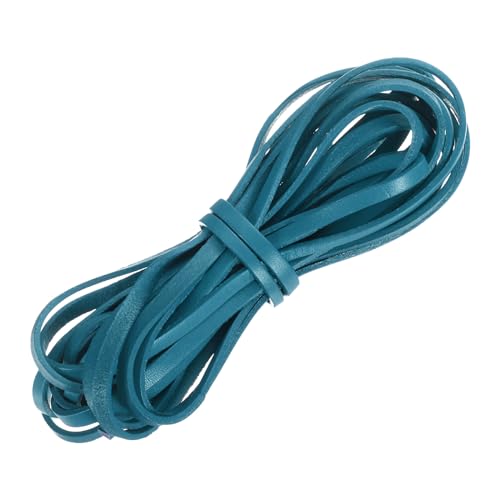 QUARKZMAN Flaches Lederband, 5,5 Yard 5mm Lederstreifen zum Basteln von Armbändern, Geldbörsenriemen, Seeblau von QUARKZMAN