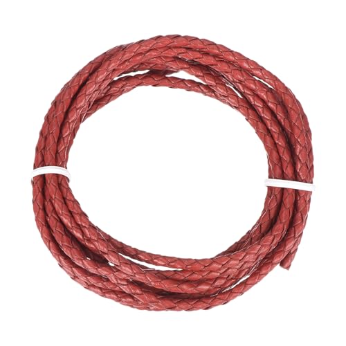 QUARKZMAN Geflochtener Lederband, 3mm Rund Geflochtenes Kunstleder Halsband Schnur 2 Meter für Schmuckherstellung Halsketten Handwerk Flechten, Rot, 2m QUARKZMAN Geflochtener Lederband, 3mm Rund Geflochtenes Kunstleder Halsband Schnur 2 Meter für Schmuckherstellung Halsketten Handwerk Flechten, Rot, 2m von QUARKZMAN