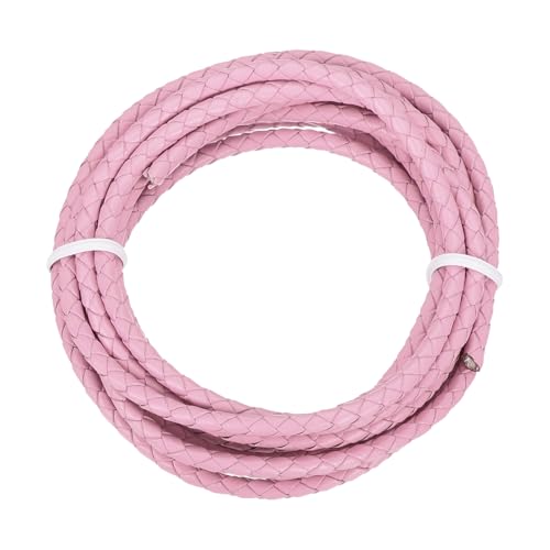QUARKZMAN Geflochtener Lederband, 4mm Rund Geflochtenes Kunstleder Halsband Schnur 2 Meter für Schmuckherstellung Halsketten Handwerk Flechten, Pink, 2m QUARKZMAN Geflochtener Lederband, 4mm Rund Geflochtenes Kunstleder Halsband Schnur 2 Meter für Schmuckherstellung Halsketten Handwerk Flechten, Pink, 2m von QUARKZMAN