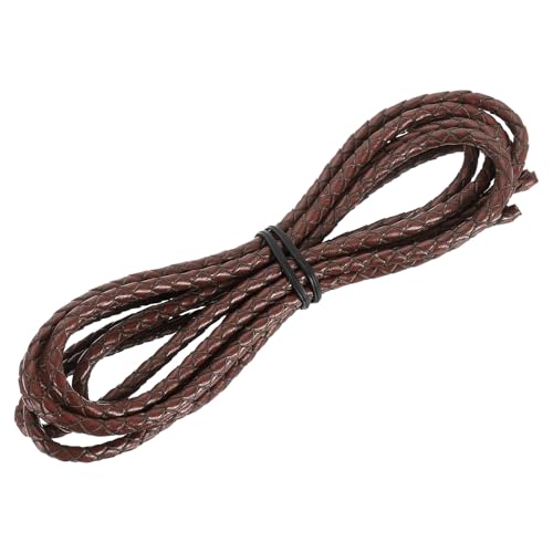 QUARKZMAN Geflochtener Lederband, Rundes Leder Bolo Krawattenband für Basteln, Schmuckherstellung, Halsketten, Armbänder, 4mm x 2m, Retro Dunkelbraun von QUARKZMAN