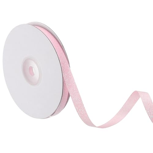 QUARKZMAN Glanzband, 25 Yards x 3/8" Rosa Polyester Metallic Glitzerband Geschenkband für Weihnachtsfeier Hochzeit Dekoration DIY Basteln von QUARKZMAN