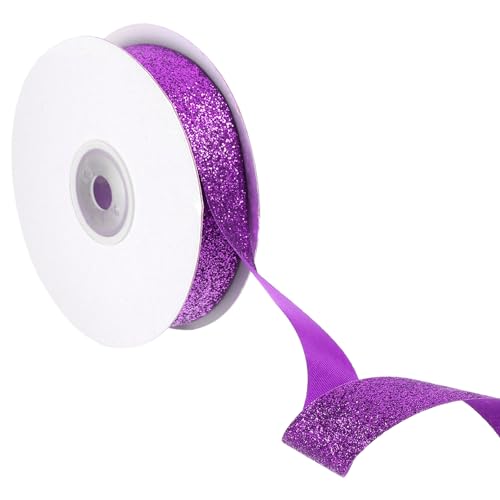 QUARKZMAN Glanzband, 25 Yards x 7/8" Lila Polyester Metallic Glitzerband Geschenkband für Weihnachtsfeier Hochzeit Dekoration DIY Basteln von QUARKZMAN